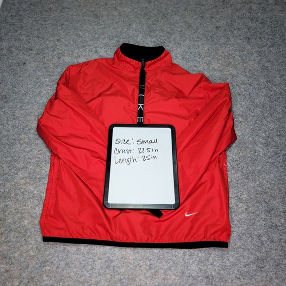 Vintage Nike Pullover‎ Windbreaker Jacket Mens Small Red Quarter Zip Lightweight